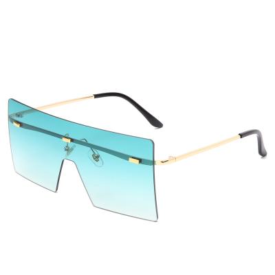 China Vintage Fashion Metal Sun Glass Shades Rimless Feminine Oversized Male Eyewear Men Women Oversized Square Sunglasses Fashion Sunglasses for sale