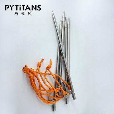 China Ultralight Camping Titanium Camping Outdoor Activities Tent Peg Hike Stake With Rope Wholesale Price for sale