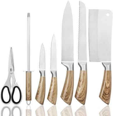 China Durable High Quality Wooden Handle Stainless Steel Knife Set Sharp As Spike Knife Cut Meat Knife for sale