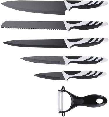 China Viable Kitchen Knives Set Nonstick Coating Blade Cooking Knife Cutlery Set High Carbon Stainless Steel Knife 6pcs Set for sale