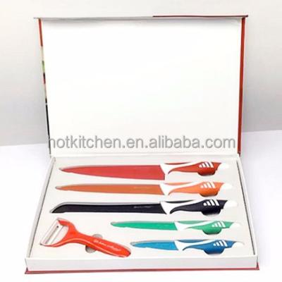 China Sustainable Kitchen Knife Low Price Non-Stick Royal Swiss Line Coating 6pcs Set Colored for sale