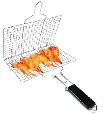 China Easily Cleaned Removable Barbecue Grilling Basket.Folding Stainless Steel BBQ Grill Basket Set for sale