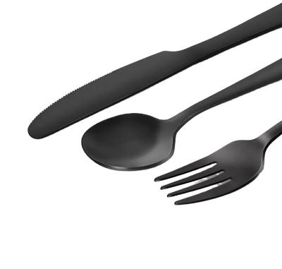 China Viable High Grade 48-Piece Matte Black Silverware Set Factory Steak Knives Stainless Steel Dinnerware Cutlery Set for sale