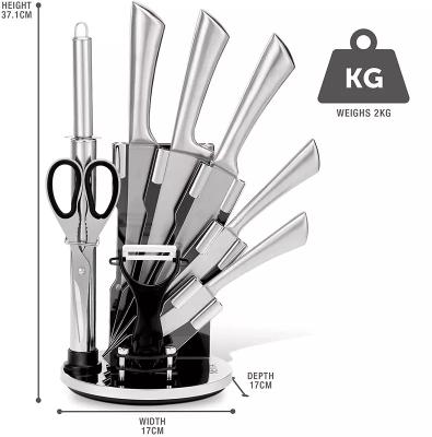 China Viable 8pcs 3Cr13 Stainless Steel Kitchen Knife Set Chef Knife Set With Acrylic Block for sale