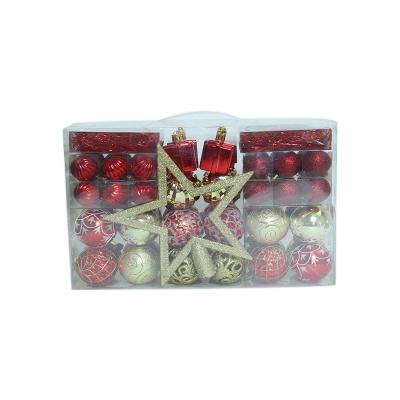 China Custom Red Christmas Tree Decoration Christmas Ornament Plastic Hanging Hollow Ball for sale