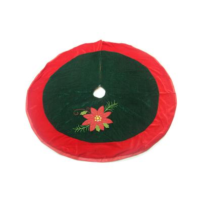 China Durable Merry Christmas Decorations The Christmas Tree Skirt With Embroidery Flower Pattern for sale