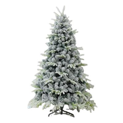 China PVC& PE Hign Class Snow Felled Christmas Tree Eco-Friendly 6' Hinged Artificial Christmas Tree With Metal Stand for sale