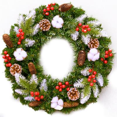 China Fashionable& eco-friendly prel-lit real cotton wreath farmhouse christmas decor hanging ornaments braid for sale