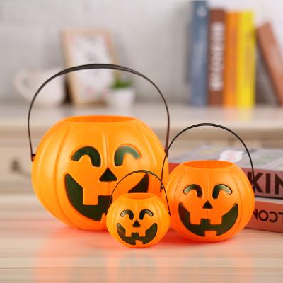 China 100% Eco-friendly Kids Toys Halloween Gift Box Cylinder Basket Plastic Pumpkin Barrels for sale