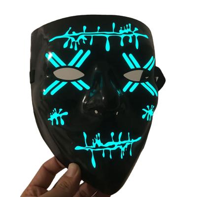 China Eco-friendly& Flame Retardant Halloween Costume Festival Parties Scary Mask LED Light Up EL Wire Mask for sale