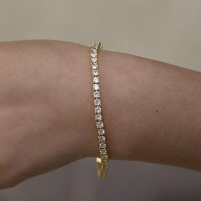 China Hiphop Micro Double Row Tennis Bracelet in Yellow Gold for sale