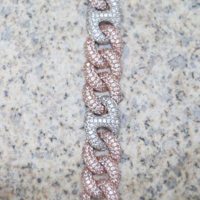 China Hiphop 2 Tone Cuban Diamond Chain Rose Gold White Gold for sale