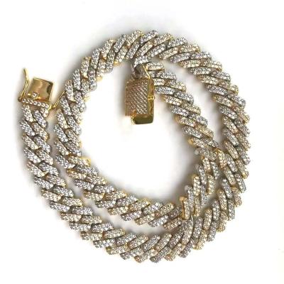 China Outlet Fork Chain Hiphop Chain Brass/Silver Iced Out Cuban Pointed Cuban Gold Plated Cuban Chain for sale