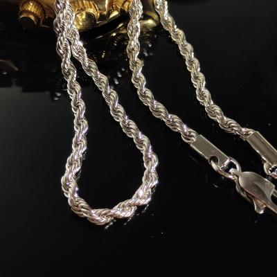 China High Quality Hiphop Retail Hip Hop Jewelry Platinum 3mm Rope Necklace for sale