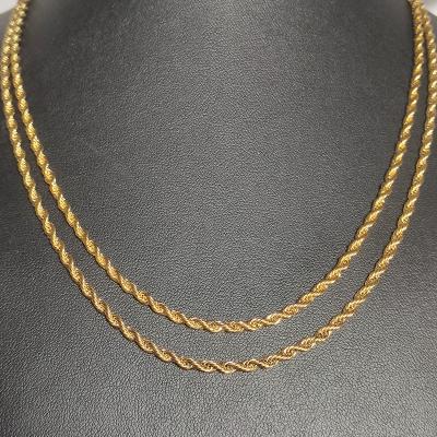 China Hiphop Tops Retailing High Quality Hip Hop Jewelry 18K Gold 3mm Rope Necklace for sale