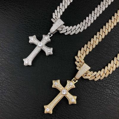 China Large YSS Hiphop Jewelry Cross Pendant in Yellow Gold and White Gold for sale