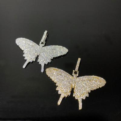 China Trendy Hiphop CZ Metal Gold Pendants Jewelry Making , Butterfly Gold Pendant Necklace for sale