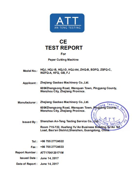 CE - Zhejiang Gaobao Machinery Co., Ltd.