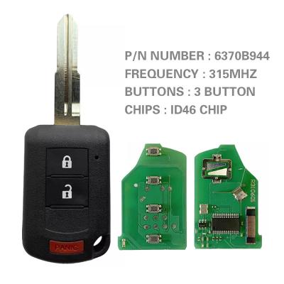 China For M-itsubishi 2010-2019 Replacement 3 Button Control CN011029 For M-itsubishi 6370B944 OUCJ166N 2010-2019 Remote Master Key 315 MHz 46 Chip Without Logo for sale