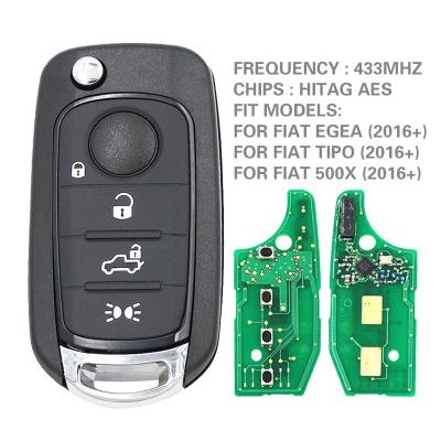 China For Fiat Egea Tipo 500X 2016+ Button Remote Flip Key Frequency 434MHz Hitag AES Chip VIRGIN Blade SIP22 CN017012 4 for sale