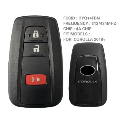 China For T-oyota Corolla CN007266-B Aftermarket 2 Button Smart Key For T-oyota Corolla Remote 312/314 MHz 4A Chip HYQ14FBN For Brazil Market 8990H-12010 for sale