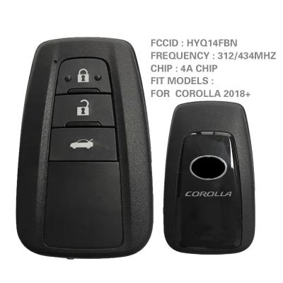 China For T-oyota Corolla CN007266-C Aftermarket 2 Button Smart Key For T-oyota Corolla Remote 312/314 MHz 4A Chip HYQ14FBN For Brazil Market 8990H-12010 for sale