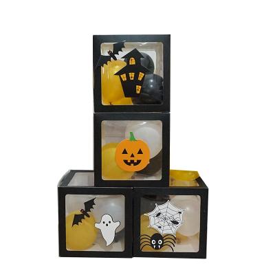 China Transparent 4PCS Halloween Decor 4PCS Baby Shower Box Halloween Latex Balloon Box Balloon Box for sale