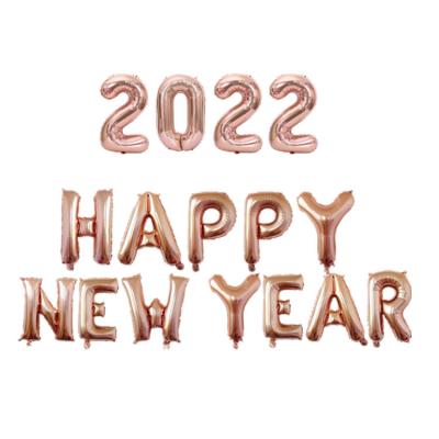 China 2022 HAPPY NEW YEAR'S DAY Stage Decoration Number Balloons Letter Foil Foil Balloon Party Wholesale Celebration New Years Balloon for sale