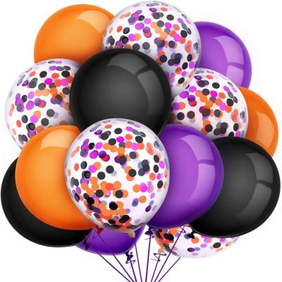 China Birthday /Wedding Party Decor/Gifts Hot Selling Black Orange Purple Amazon And Thick Confetti Latex Helium Balloon Halloween Party Decorations Arch Garland Balloon for sale