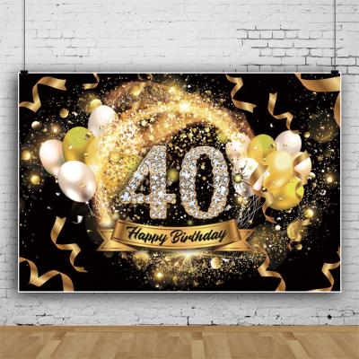 China Wholesale Happy Birthday Decor Party Banner Backdrop Photogaphy Birthday Happy 21st 30th 40th Sixtieth Customized Event Party Supplies Banner Backdrop for sale