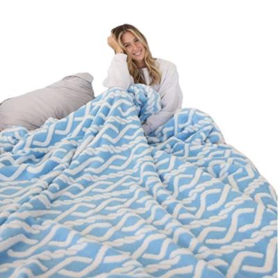 China Anti-pilling Braided Knit Pattern Fuzzy Plush Soft Fluffy Heavy Thick Sherpa Fleece Bed Covers For Winter for sale