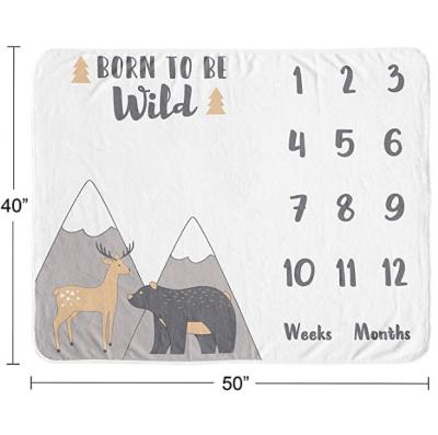 China Newborn Baby Shower Memory Keepsake Growth Mat Gift Picture Anti-Pilling Animal Designs Boy Girl Milestone Monthly Cover First for sale