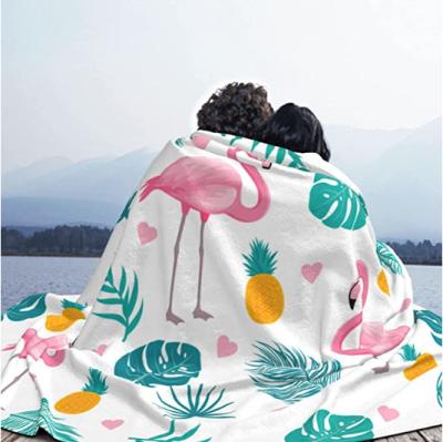 China Fuzzy Luxury Pattern Anti-Static Fleece Flamingo Warm Soft Throw Anti-Static Thick Blanket for Ultra Luxurious Warm and Cozy for sale