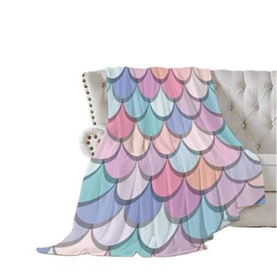 China Anti-Static Mermaid Fish Scales Fuzzy Lightweight King Size Super Soft Plush Throw Flannel Blanket For Couch, Bed, Sofa Ultra Luxurious Warm for sale