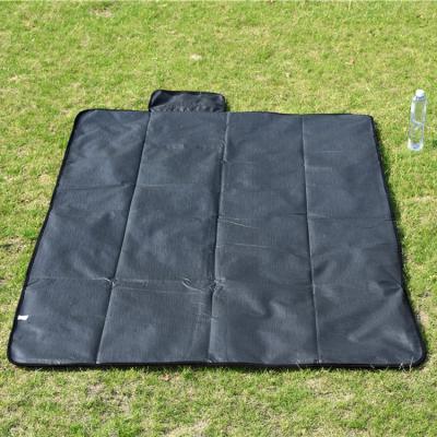 China Outdoor Printed Double Sided Grid Picnic Blanket Folding Portable Fleece Waterproof Camping Mattress With Handle for sale