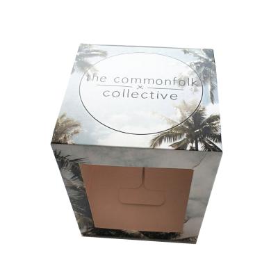 China Recyclable Brown Kraft Paper Candle Gift Packaging Box With White Print for sale