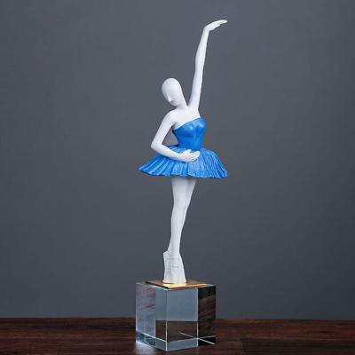 China Europe Standing Girls Statue Purple Blue Green Figures Ballet Dancer Resin Fantasy Figurines for sale