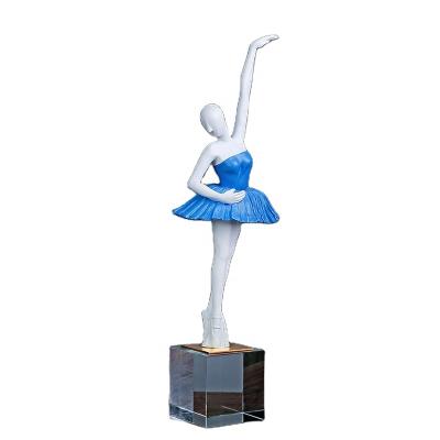 China Europe Girls Statue Standing Purple Blue Green Figures Of Ballet Dancers Resin Ballet Dancer Figurines for sale