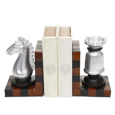 China Home Decoration Yiwu Market New Product Customized Service Handmade And Machine Silver Resin Chess Bookends for sale