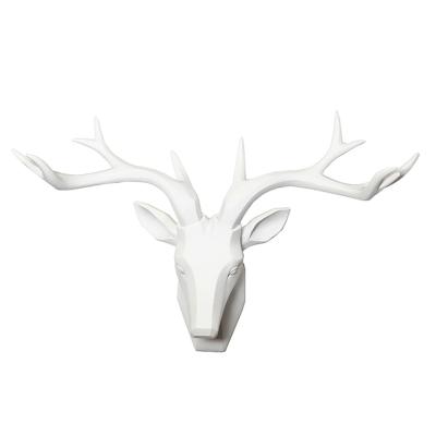 China Wholesale Animal White Deer Europe Polyresin Wall Hanging Head Sculpture Head Running for sale