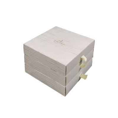 China Recycled Materials Custom Printing Hard Rigid Cardboard Luxury Box With Ribbon Rope Gift Sleeve Drawer Box Packaging for sale