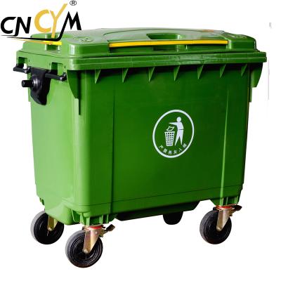 China Sustainable 660 Liter 4 Wheelie Waste Container With Foot Pedal Outdoor Plastic Waste Bin for sale