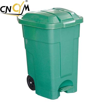 China 50L 70L Mobile Sustainable Garbage Waste Recycle Bin Pedal Bin On Wheels / Plastic Waste Bin With Wheels for sale