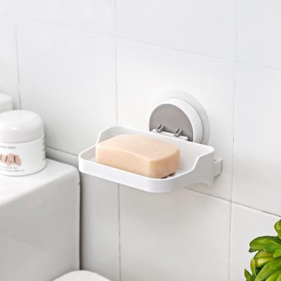 China White Wall Type Traceless Soap Shelf ABS Plastic Bathroom Accessories Suction Box for sale