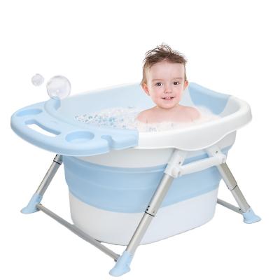 China Hot Sale Pink Blue Foldable Bathroom Tub , Plastic Portable Baby Freestanding Baby Tub for sale