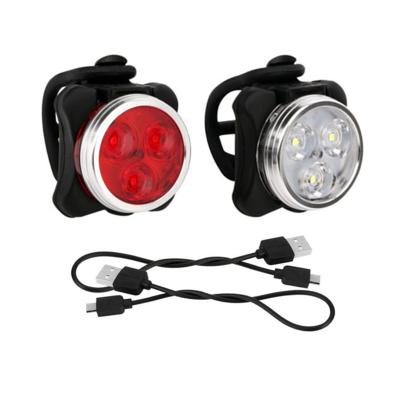 China ABS+Aluminum Alloy Bicycle Front Light Lamp Headlight Flashlight Bicycle Light Front and Rear Rechargeable Bike Light Set for sale