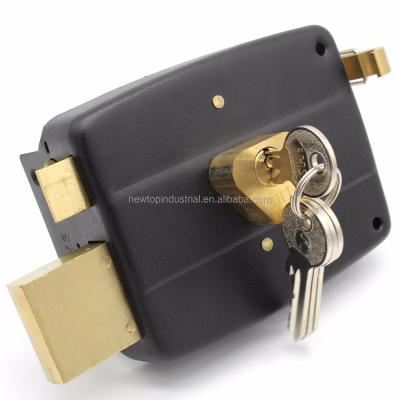 China Zamac With Brass Cover China Door Thickness Zinc Night Latch Adjustable Rim Door Lock for sale