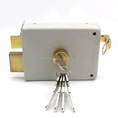 China Rim Door Lock Night Latch Door Lock with 5pcs Brass 12cm Computer Keys for sale