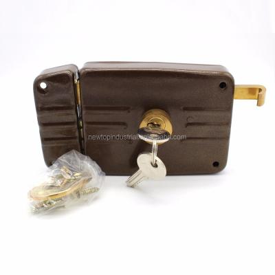 China Steel And Brass Door Lock Rim Door Lock With Brass Cylinder Open Double Tier Lock for sale