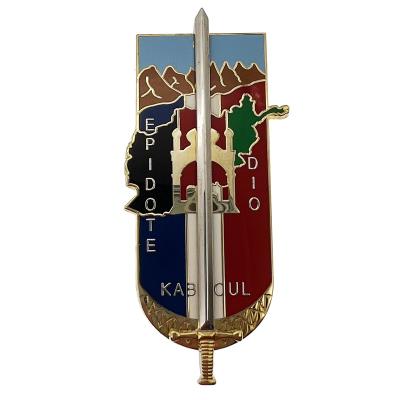 China Europe Wholesale High Quality Tones Both Plating 3D Color Sword Metal Hard Enamel Custom Lapel Pins for sale